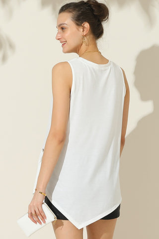 Nine xis Round Neck Button Side Tank