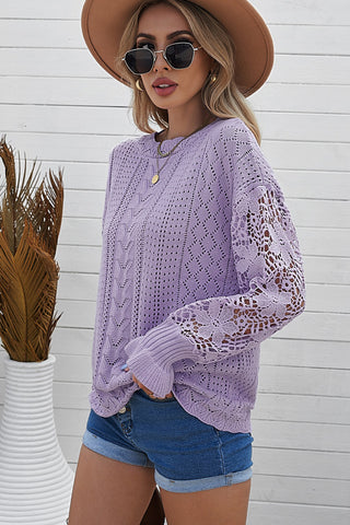 Lantern Sleeve Dropped Shoulder Sweater