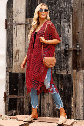 Open Front Cardigan with Fringes