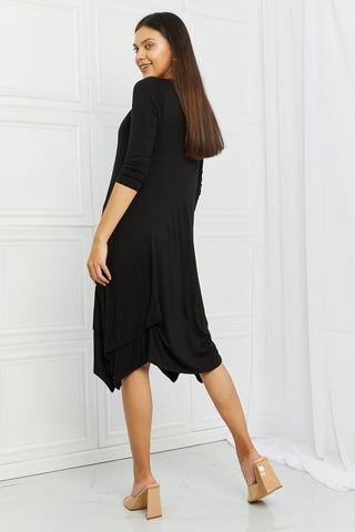 Full Size Pick-up Hem Asymmetric Midi Dress