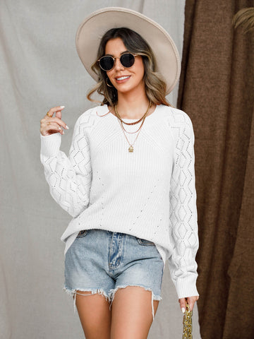 Round Neck Raglan Sleeve Sweater