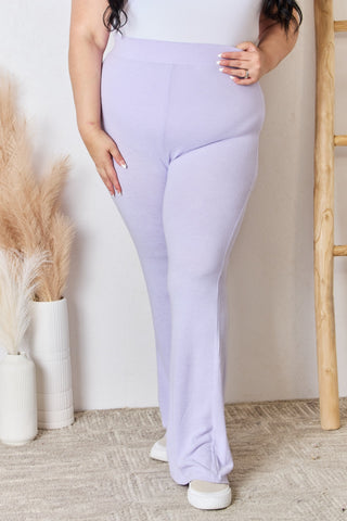 Full Size High Waist Ultra Soft Knit Flare Pants