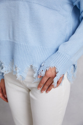 Lip Fringe Round Neck Sweater