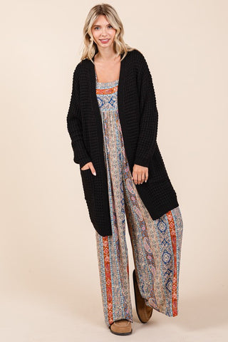 Open Front Long Sleeve Long line Cardigan