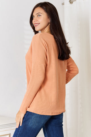 Half Button Long Sleeve Top