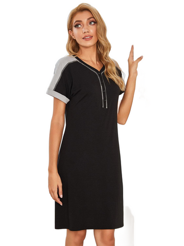 Contrast Stitching Contrast Short Sleeve Dress