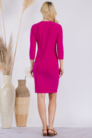 Full Size Round Neck Long Sleeve Slim Dress