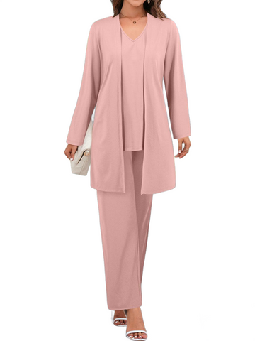 V-Neck Tank, Long Sleeve Cover-Up and Pants Three Piece Set