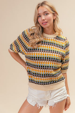 Multi Color Half Sleeve Sweater