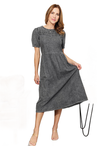 Size Washed Chambray Midi Dress