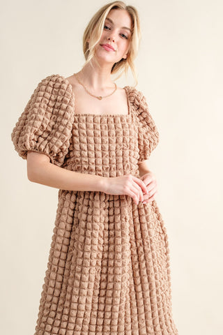 Full Size Square Neck Puff Sleeve Dress