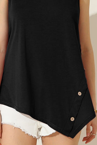 Nine xis Round Neck Button Side Tank