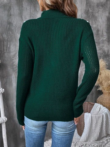 Contrast Half Zip Long Sleeve Sweater