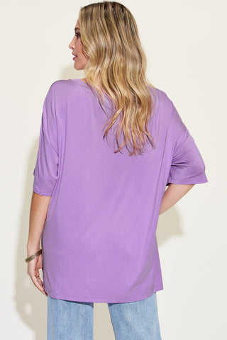 Full Size V-Neck Drop Shoulder T-Shirt