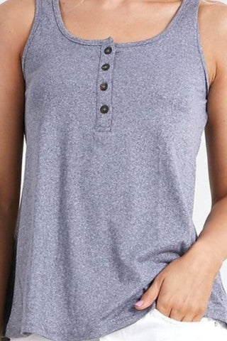 Nine xis Square Neck Half Button Tank