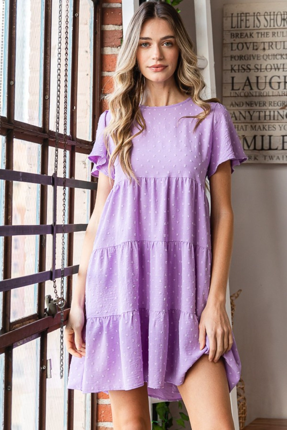 Full Size  Short Sleeve Tiered Dress