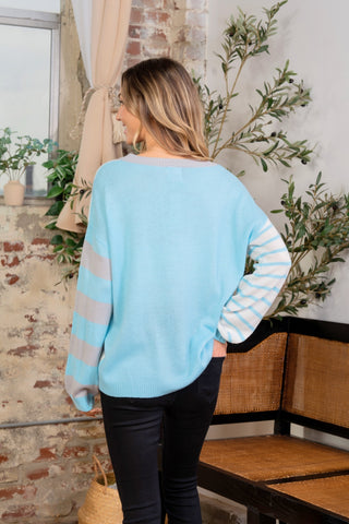 Full Size Striped Dropped Shoulder Sweater