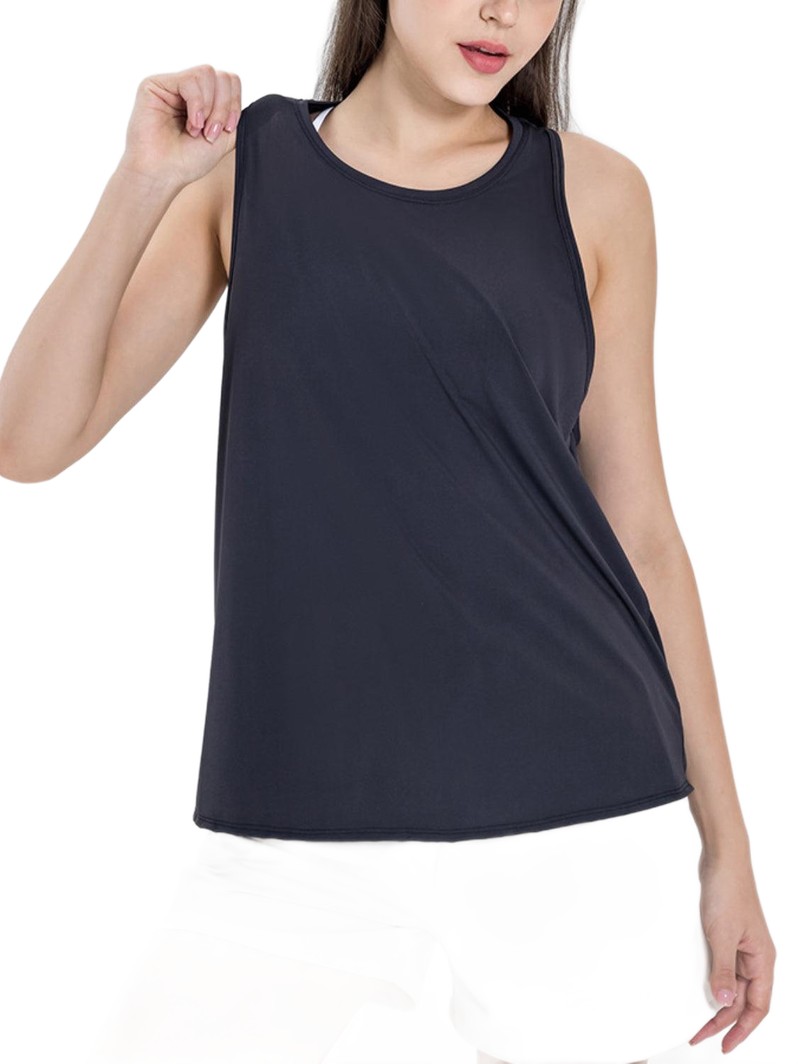 Round Neck Wide Strap Active Tank