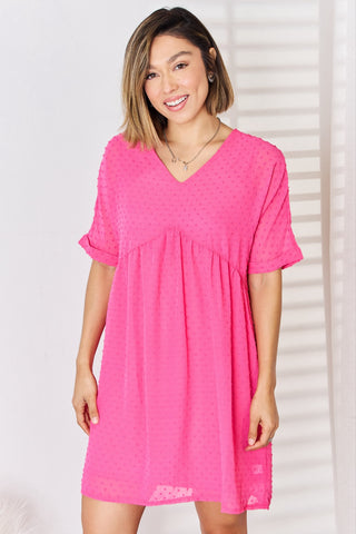 Rolled Short Sleeve Baby doll Dress