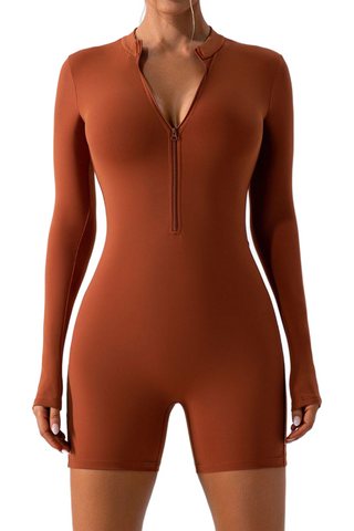 Half Zip Long Sleeve Active Romper