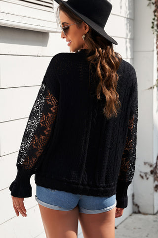 Lantern Sleeve Dropped Shoulder Sweater