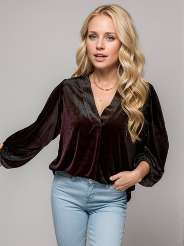 V-Neck Three-Quarter Sleeve Blouse