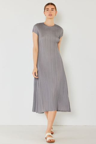 Swim Pleated Cap Sleeve A-Line Dress