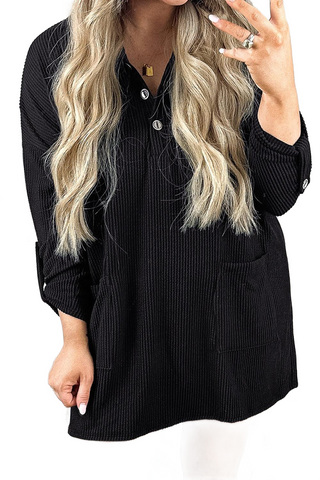 Plus Size Pocketed Long Sleeve Mini Dress