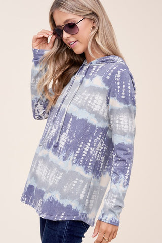 TERRY TIE DYE LONG HOODIE PLUS TOP