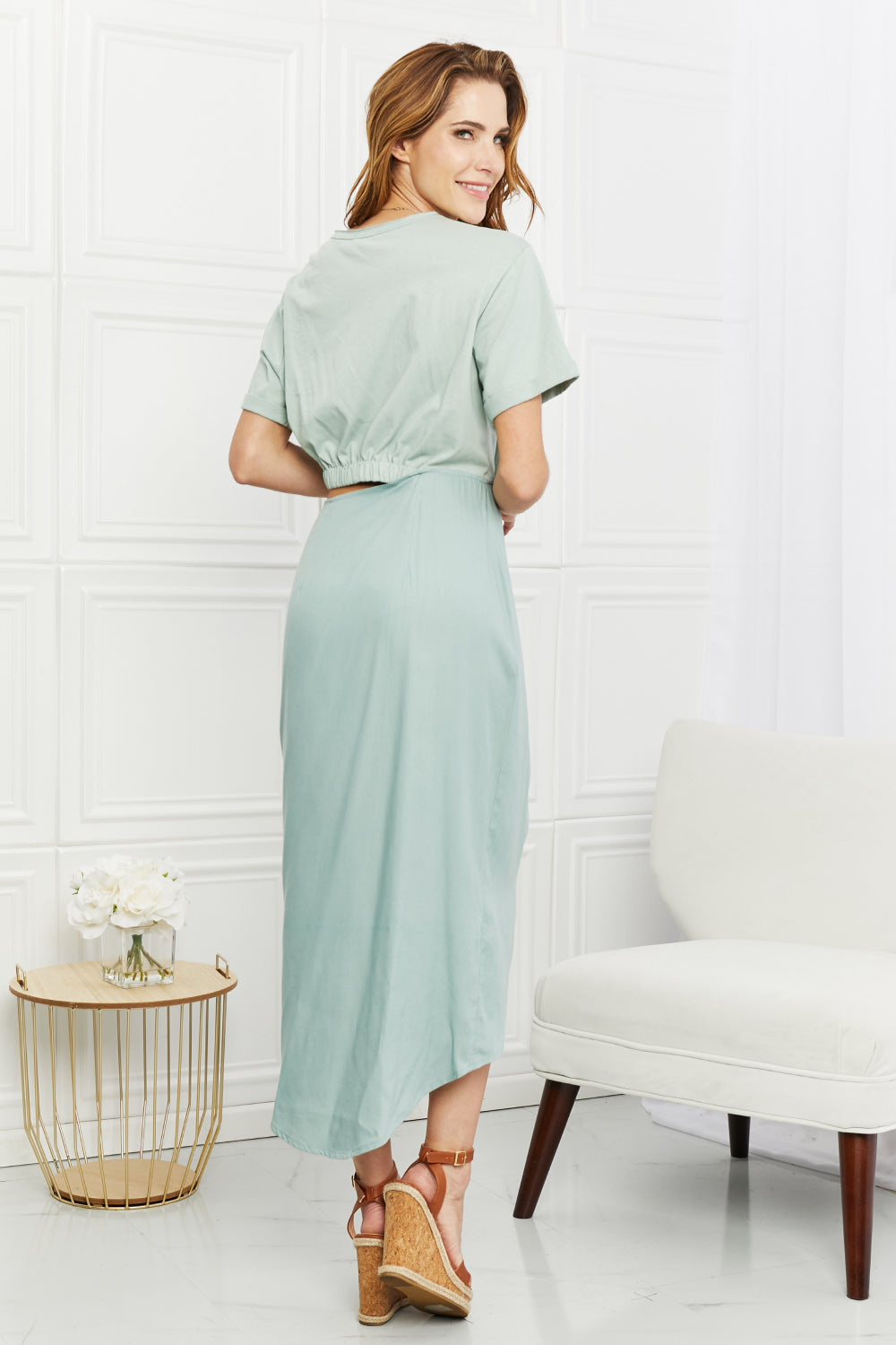 Cut-Out Midi Dress in Mint