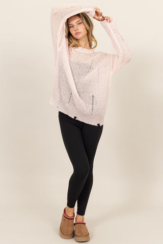 HAVE Distressed Long Sleeve Knit Top