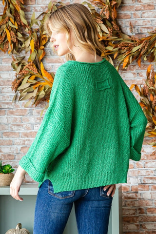 Severe Notched Long Sleeve Sweater