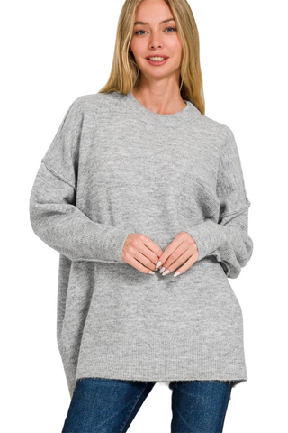 High-Low Hem Drop Shoulder Sweater