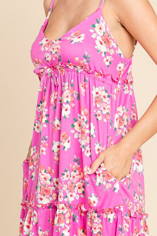 Full Size Floral Ruffled Cami Dress