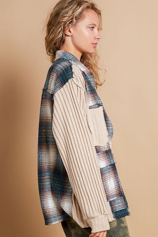 Plaid Contrast Button Down Shocket