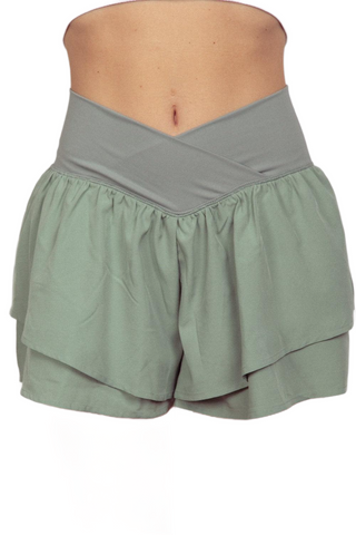 V-Shaped High Waist Layered Active Shorts