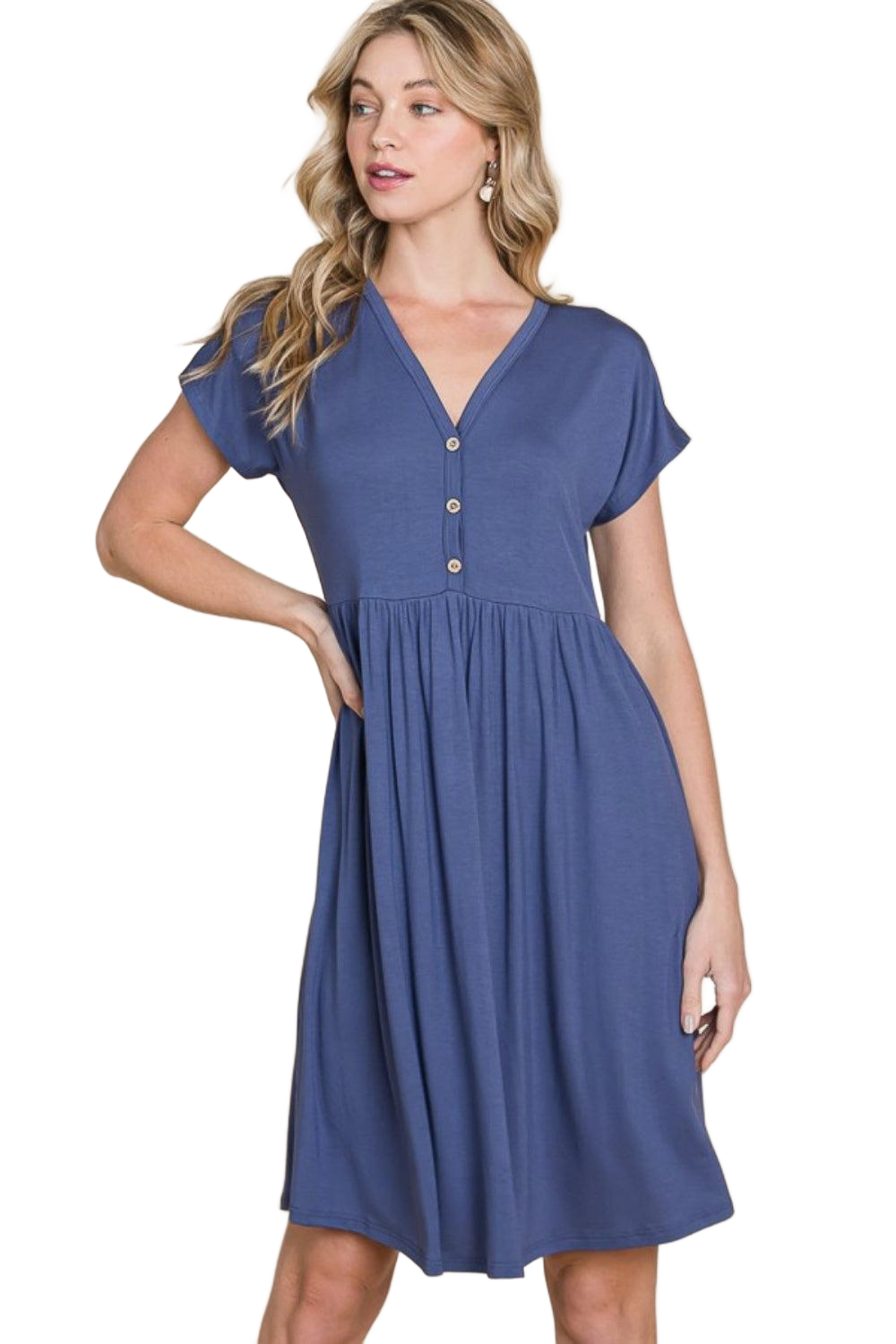 V-Neck Short Sleeve Dress