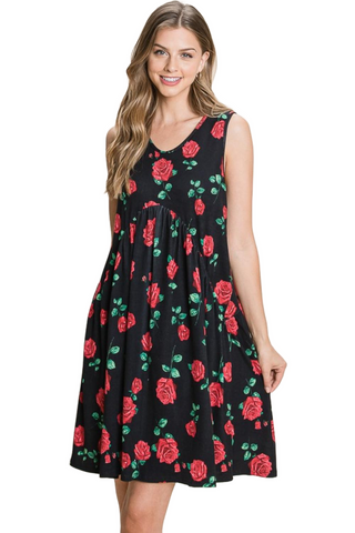 Floral Ruched Tank Dress