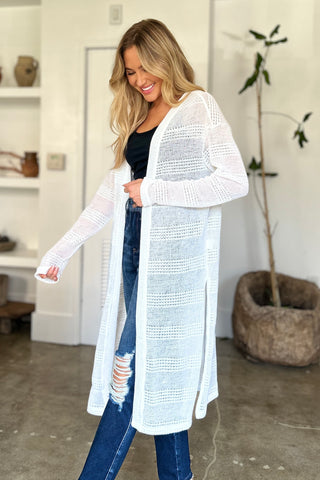 Full Size Open Front Longline Cardigan