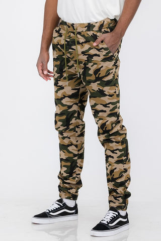 Was Men Solid Stretch Cargo Jogger