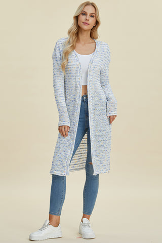 Full Size Open Front Longline Cardigan