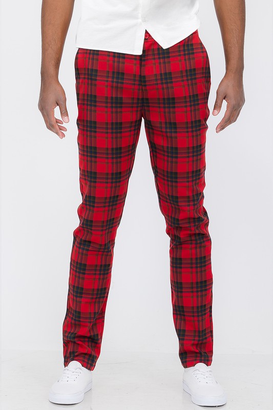 Was Men Plaid Trouser Pants