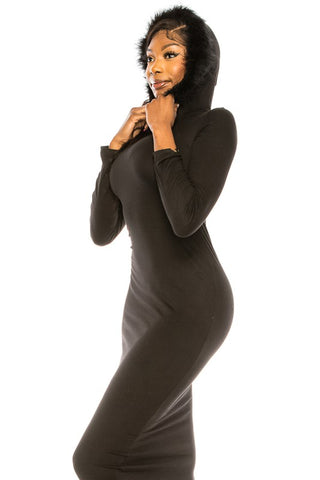 Women's long dress with hoodie