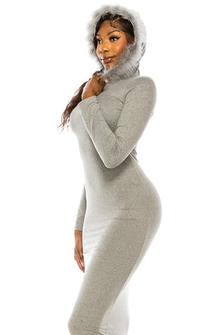 Women's long dress with hoodie