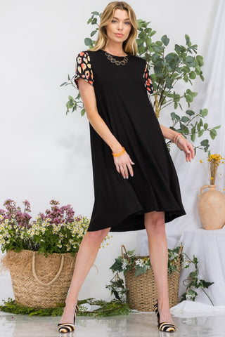 Full Size Leopard Short Sleeve Dress with Pockets