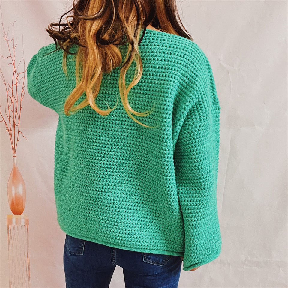 Boat Neck Long Sleeve Sweater