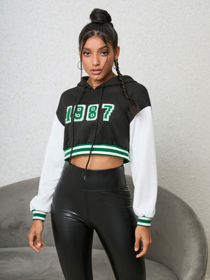 1987 Graphic Cropped Hoodie - Hoodies For All Kind -  - #tag1# - #tag2# - #tag3# - #tag4# - 