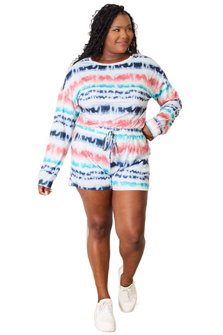 Tie-Dye Dropped Shoulder Lounge Set