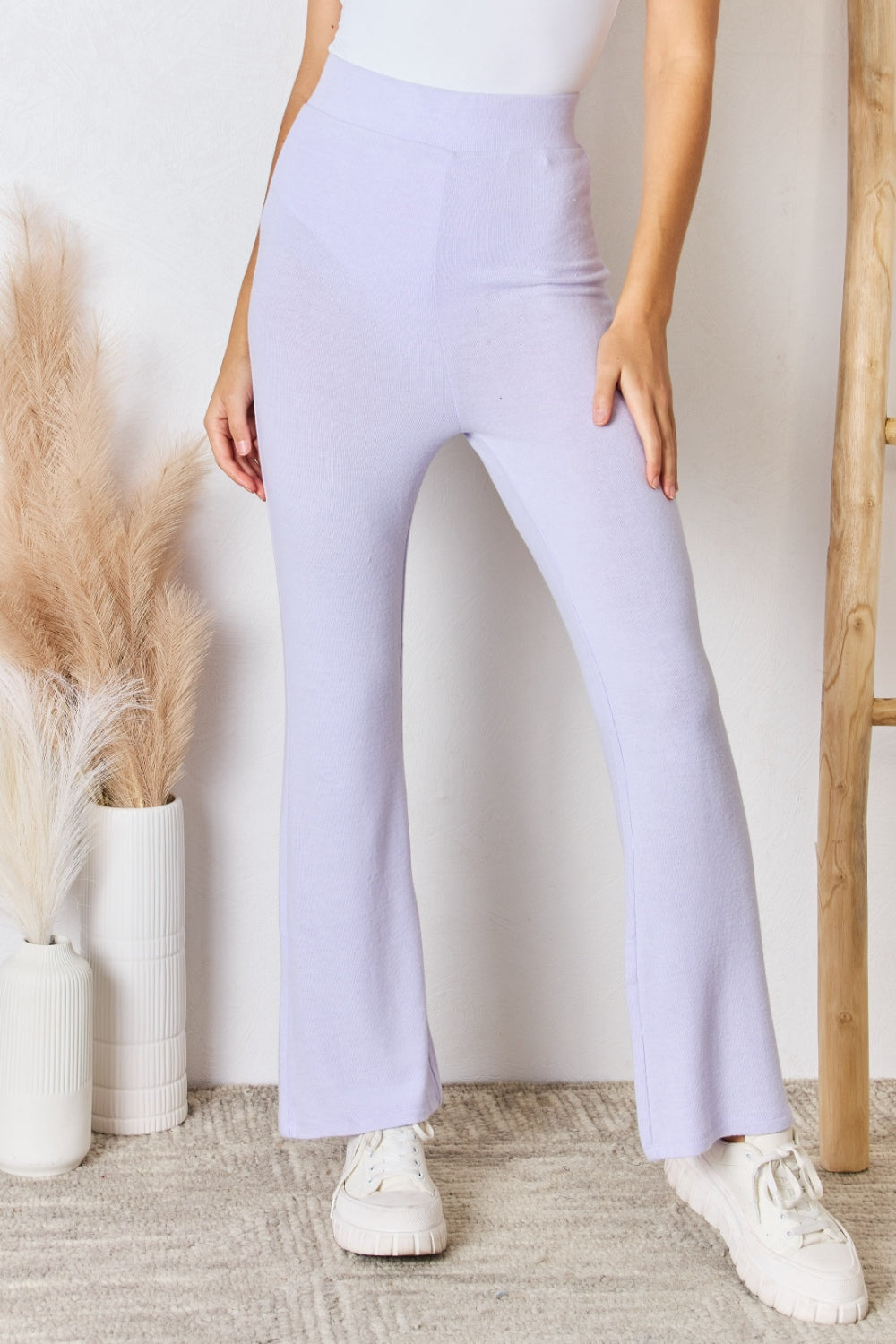 Full Size High Waist Ultra Soft Knit Flare Pants