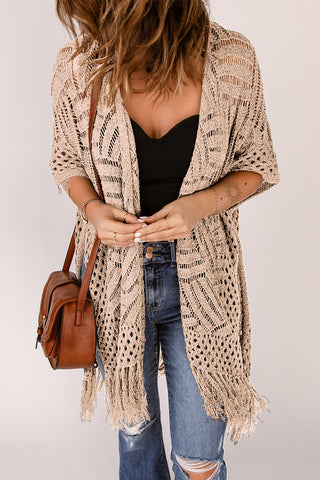 Open Front Cardigan with Fringes